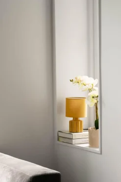 Online Bordlampe Flower 25 cm gul Lamper