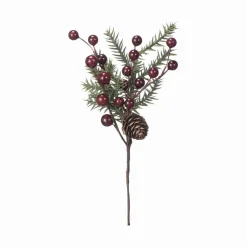 Discount Dekorkvist røde bær 20cm Kunstige Blomster|Julepynt