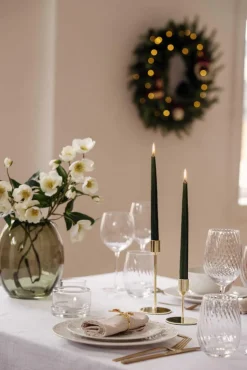 Sale Festlys lakk 4pk mørk grønn Kronelys