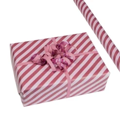 Outlet Gavepapir Stripe, rosa Gaveinnpakking
