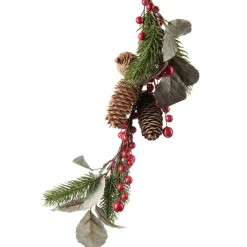 Clearance Girlander med kongle og røde bær Kunstige Blomster|Juletrær Og Julegrønt