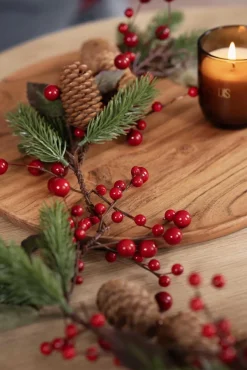 Clearance Girlander med kongle og røde bær Kunstige Blomster|Juletrær Og Julegrønt