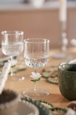 Clearance Glass Hvit blomst Glass