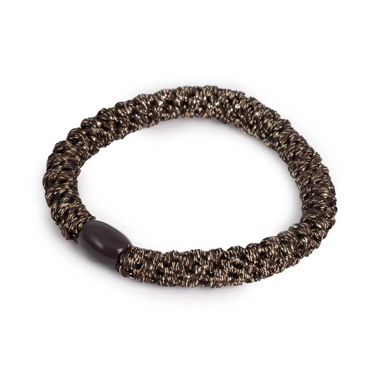 Online Hårstrikk Glitter sort/gull m/sort perle Hårstrikk