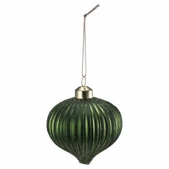 Outlet Julekule dråpe rille grønn Julekuler