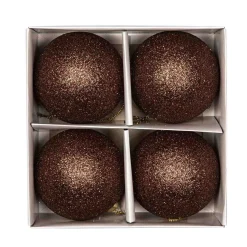 Julekule glitter 4 pack Brun Julekuler