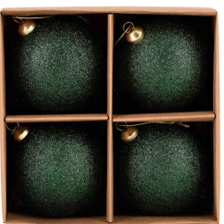 Julekule glitter 4pk grønn Julekuler