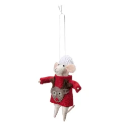 Clearance Julekule Mus med genser Julekuler