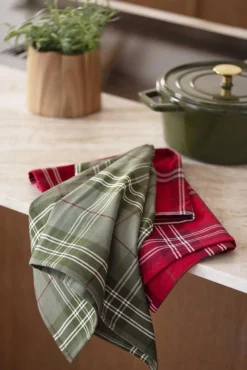 Hot Kjøkkenhåndkle 2pk Rute Kjøkkentekstil|Juletekstil