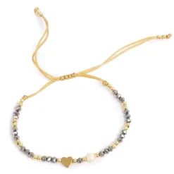 Best Knytearmbånd, glitrende grå med perle Ørepynt