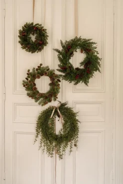 Sale Krans med gran og kongler 48cm Kunstige Blomster|Juletrær Og Julegrønt