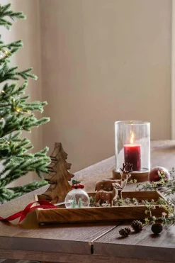 Hot Kubbelys rustikk 9 cm julerød Kubbelys|Julelys Og Lysestaker