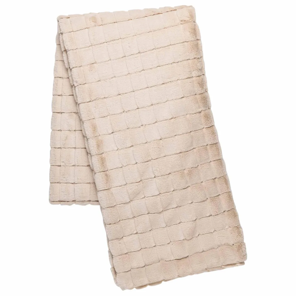 Outlet Pledd Faux fur ruter 130x170cm Pledd