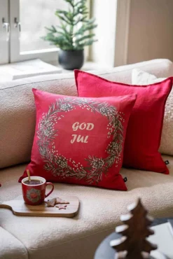 Outlet Putetrekk Dahlia rød Putetrekk|Juletekstil