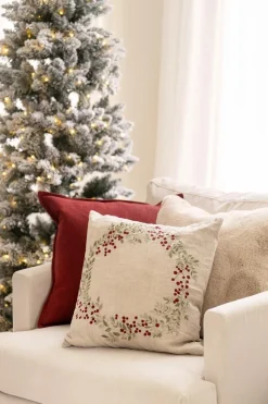 New Putetrekk krans broderi 48x48 cm Putetrekk|Juletekstil