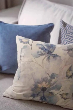 Discount Putetrekk Velur Blå blomst 48x48 cm Putetrekk