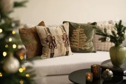 Clearance Putetrekk velur Gulltre broderi 48x48cm Putetrekk|Juletekstil