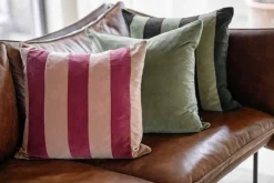 Hot Putetrekk velur striper 48x48 cm, burgunder Putetrekk