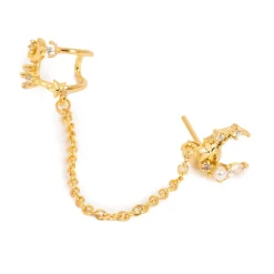 Hot Øredobber og earcuff, måne, Gull Ørepynt