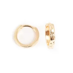 Clearance Øreringer, 13 mm, diamantmønster, Gull Ørepynt