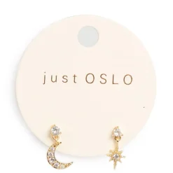 Online Øreringer med måne/stjerne og krystaller, gull Ørepynt