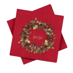 Sale Serviett God jul Krans Rød Servietter|Juleservietter