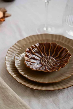 Sale Tallerken Bloom flower 15cm Cognac Servering|Servise