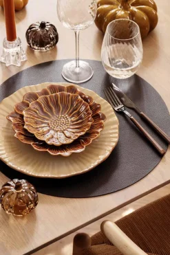 Sale Tallerken Bloom flower 15cm Cognac Servering|Servise