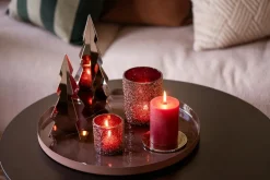 New Telysholder Glitter burgunder 12,5 cm Lykter|Julelys Og Lysestaker